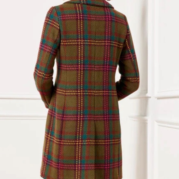 Talbots Wool Blend Olive Green Coat in Plaid | Size: 2X Petite - Picture 2 of 2